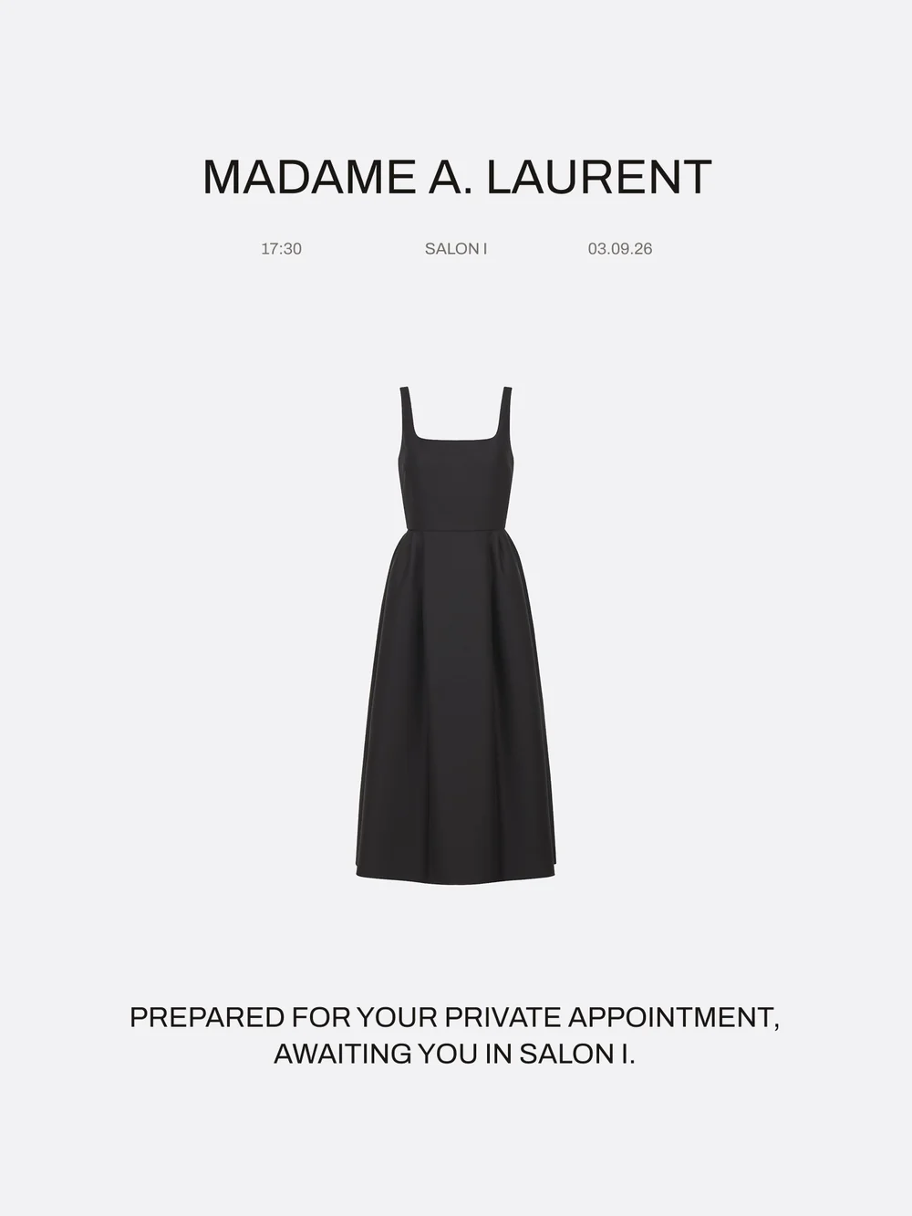 Five thirty. Her name, her salon, and the dress already waiting for her.