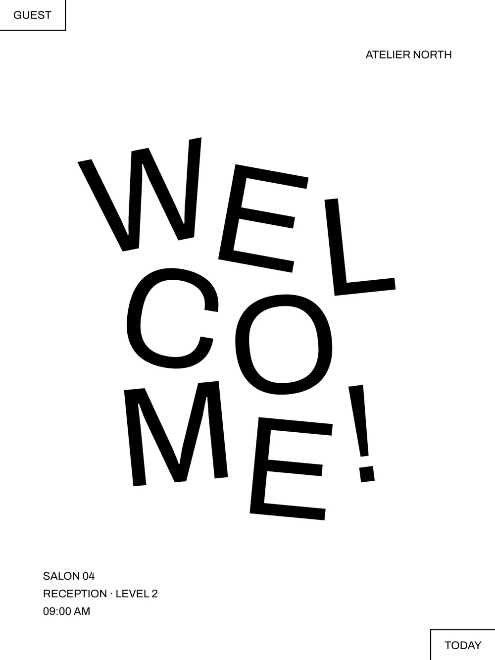 Eight in the morning. The lobby already greets the studio expected at nine, and names the room.
