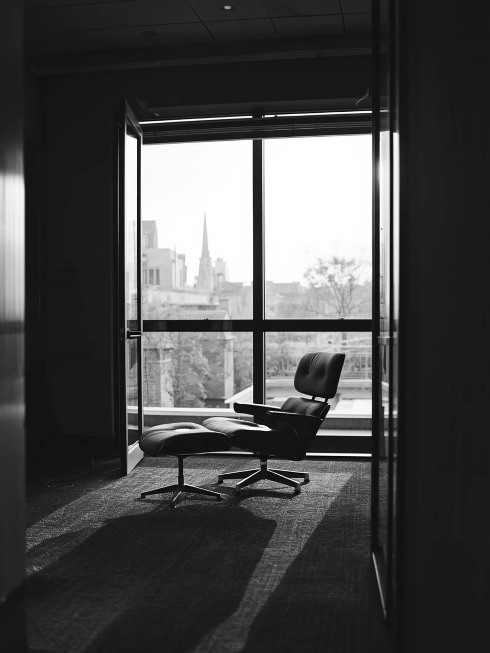 Six in the evening. The last meeting is done, and the office becomes a place again.
